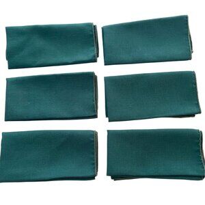 Vintage Dark Green Cloth Fabric Dinner Table Napkin Set 6 MCM Lot Table Linens